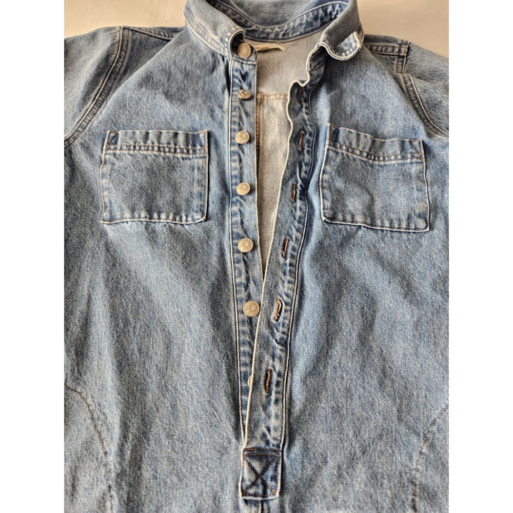 Madewell Denim Shorts Romper Long Sleeve Button-Up Jumpsuit XL - Picture 5 of 16